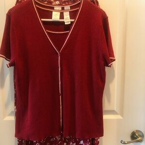 Emma James Red Floral Two-Piece set cardigan and tank